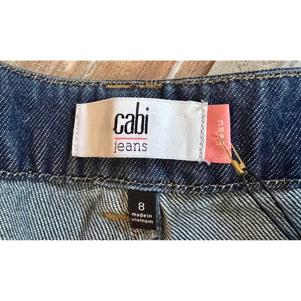 Cabi Beau‎ Jean Indigo Blue Wide Leg Paperbag Waist Denim Pants Size 8R NEW - Picture 5 of 10